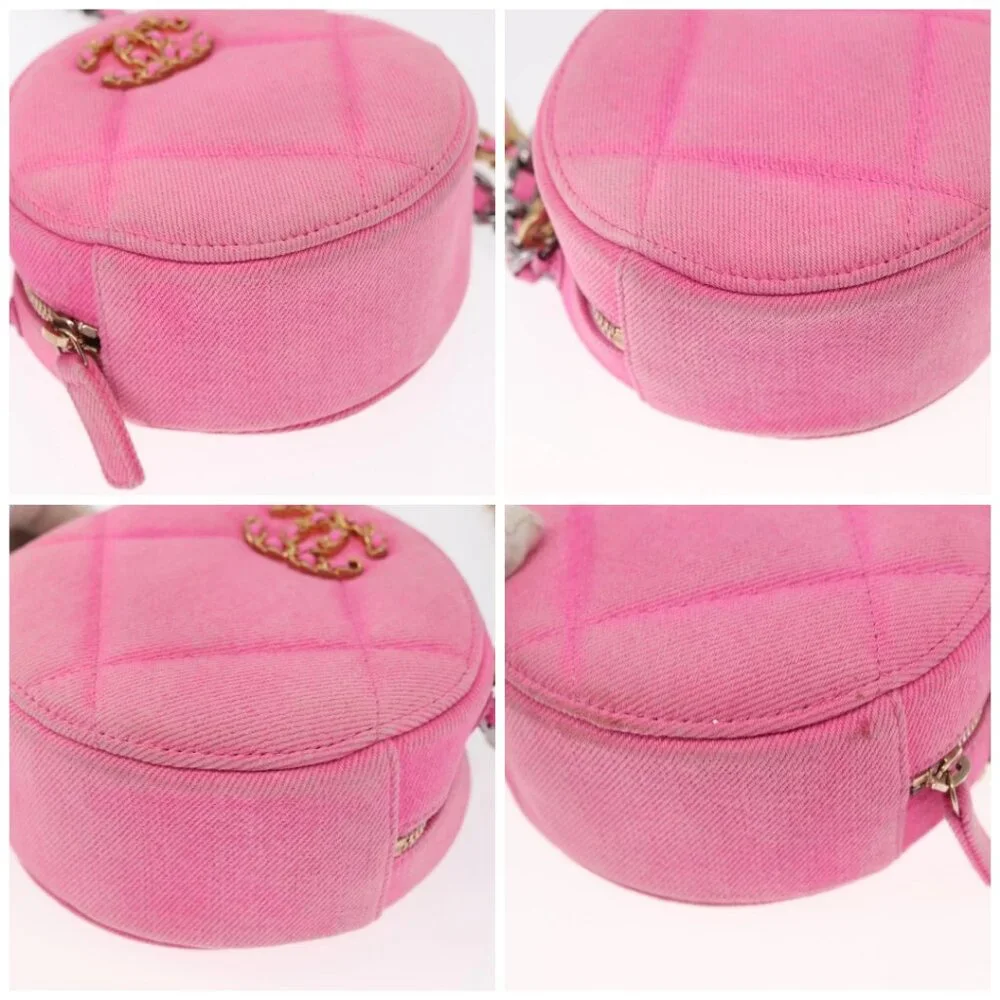 CHANEL Matelasse Chain Shoulder Bag Canvas Pink Gold CC Auth bs32090 - Picture 14 of 16